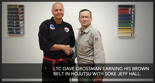 LTC David Grossman earning his brown belt in Hojutsu with Soke Jeff Hall